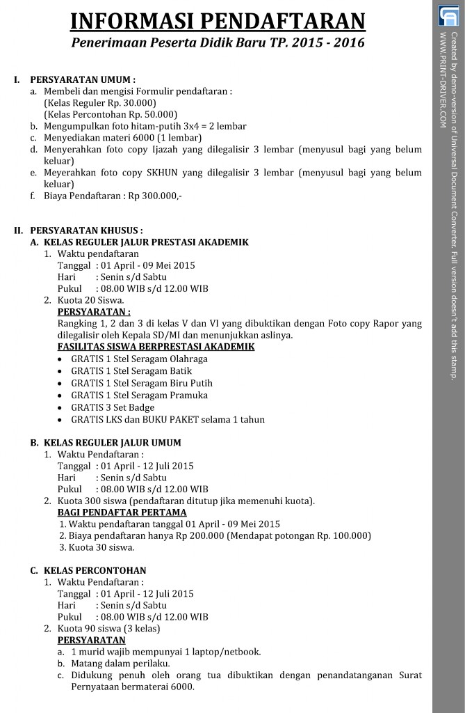 INFORMASI PENDAFTARAN - WEBSITE(0)