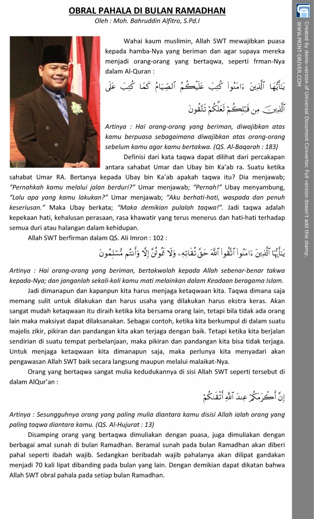 OBRAL PAHALA DI BULAN RAMADHAN(0)