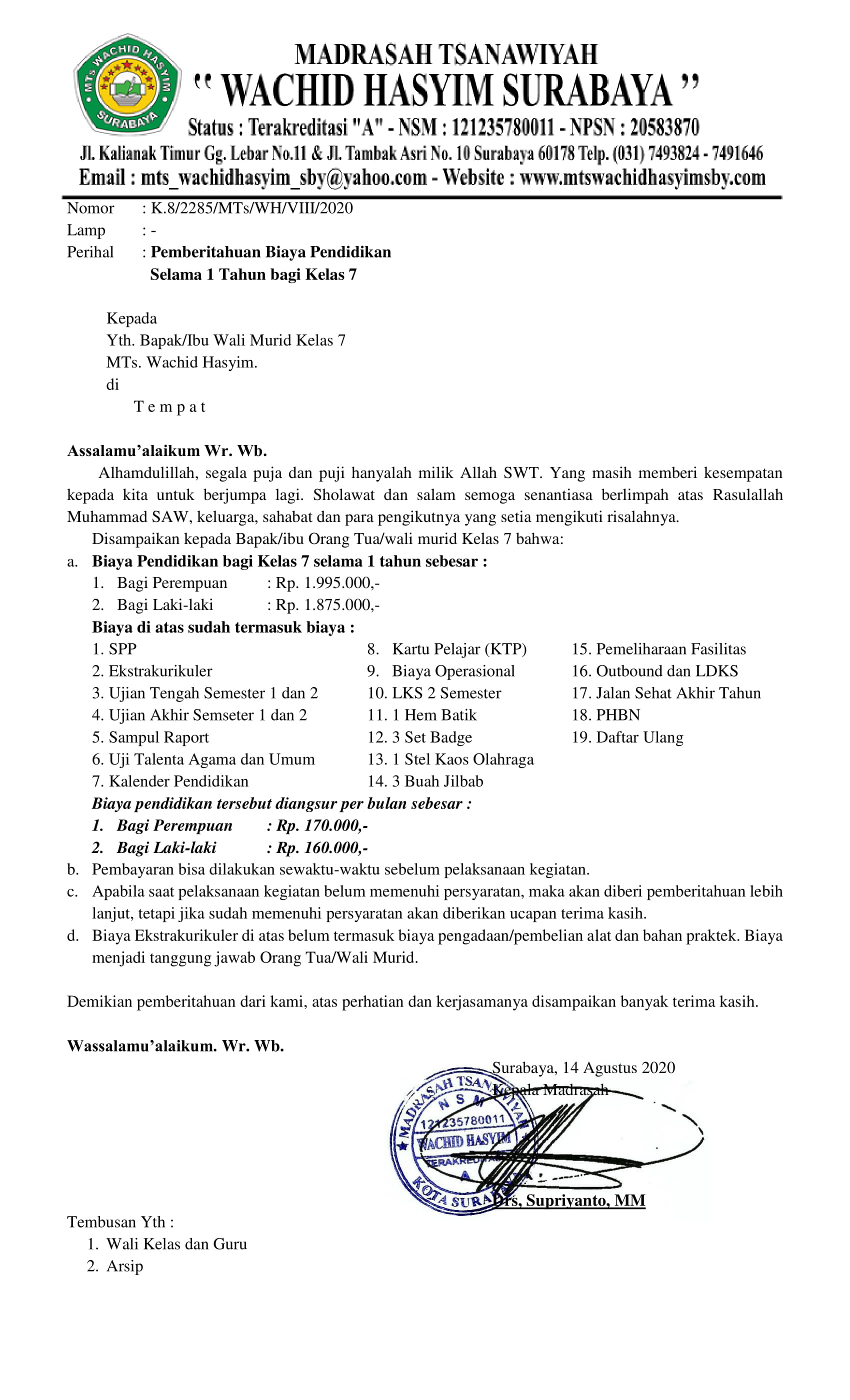 6. Pemberitahuan Biaya Pendidikan Tahun Pelajaran 2020-2021-1