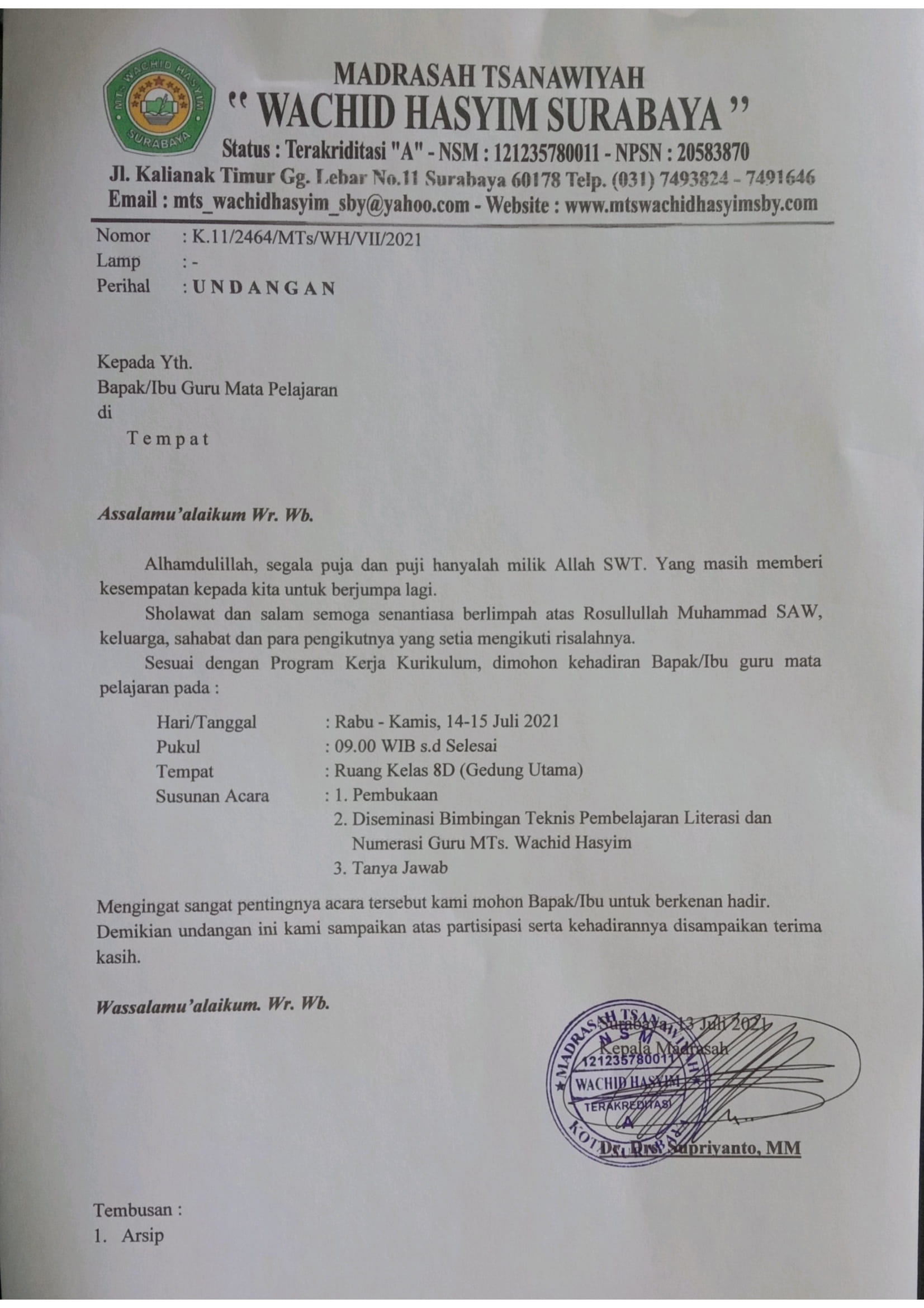 Undangan Diseminasi Pembelajaran Literasi dan Numerasi-1