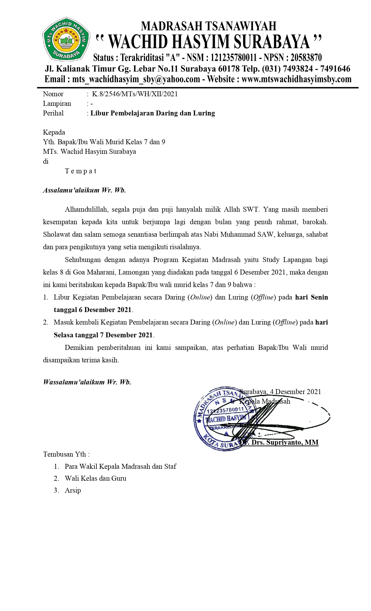 15. Libur Pembelajaran Daring dan Luring bagi Kelas 7 dan 9_page-0001