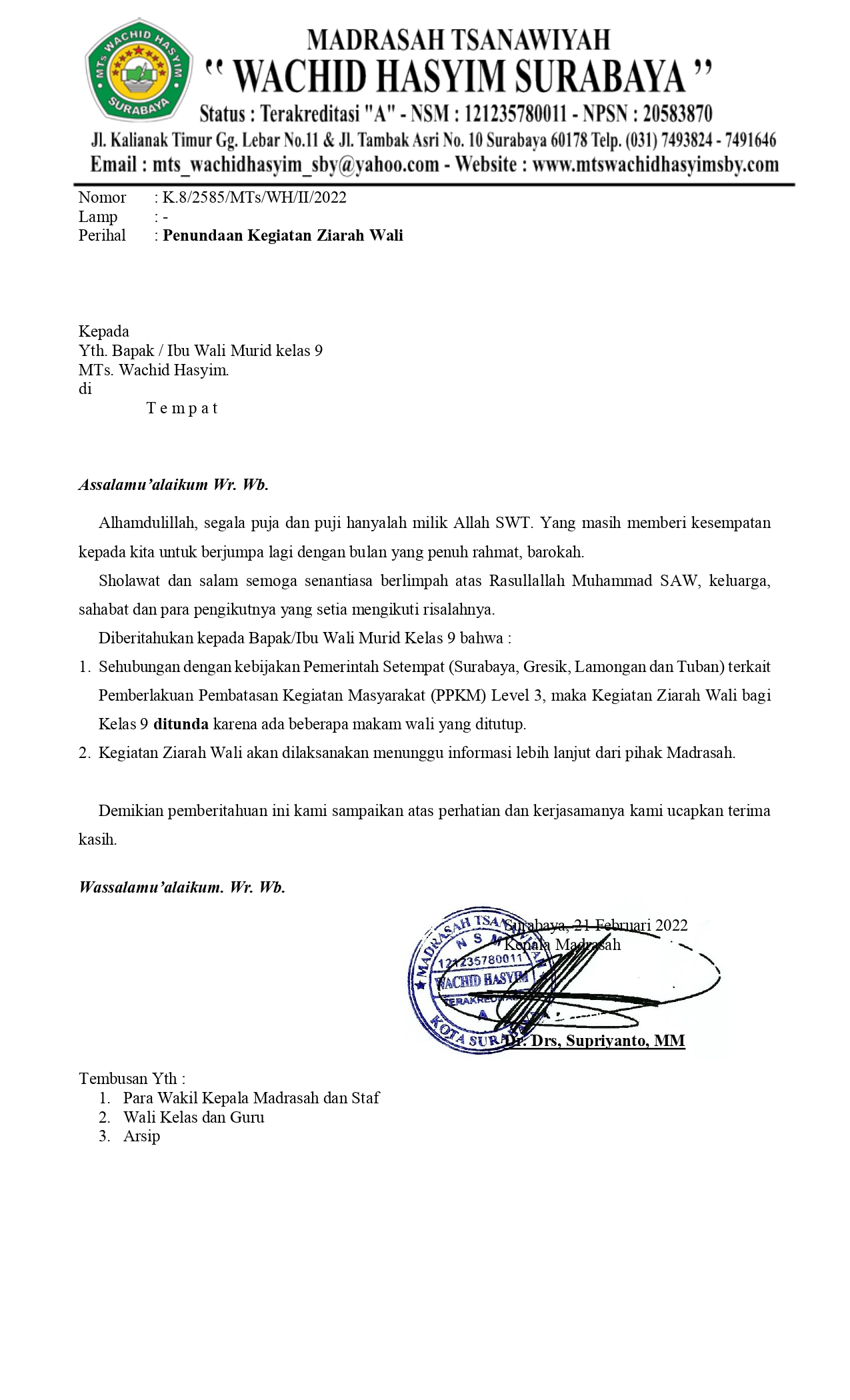 19. Pemberitahuan Penundaan Kegiatan Ziarah Wali bagi Kelas 9_page-0001