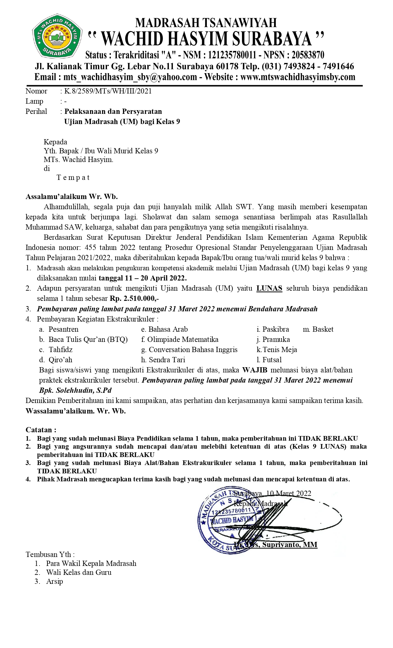 22. Pelaksanaan dan Persyaratan Ujian Madrasah (UM) bagi Kelas 9_page-0001