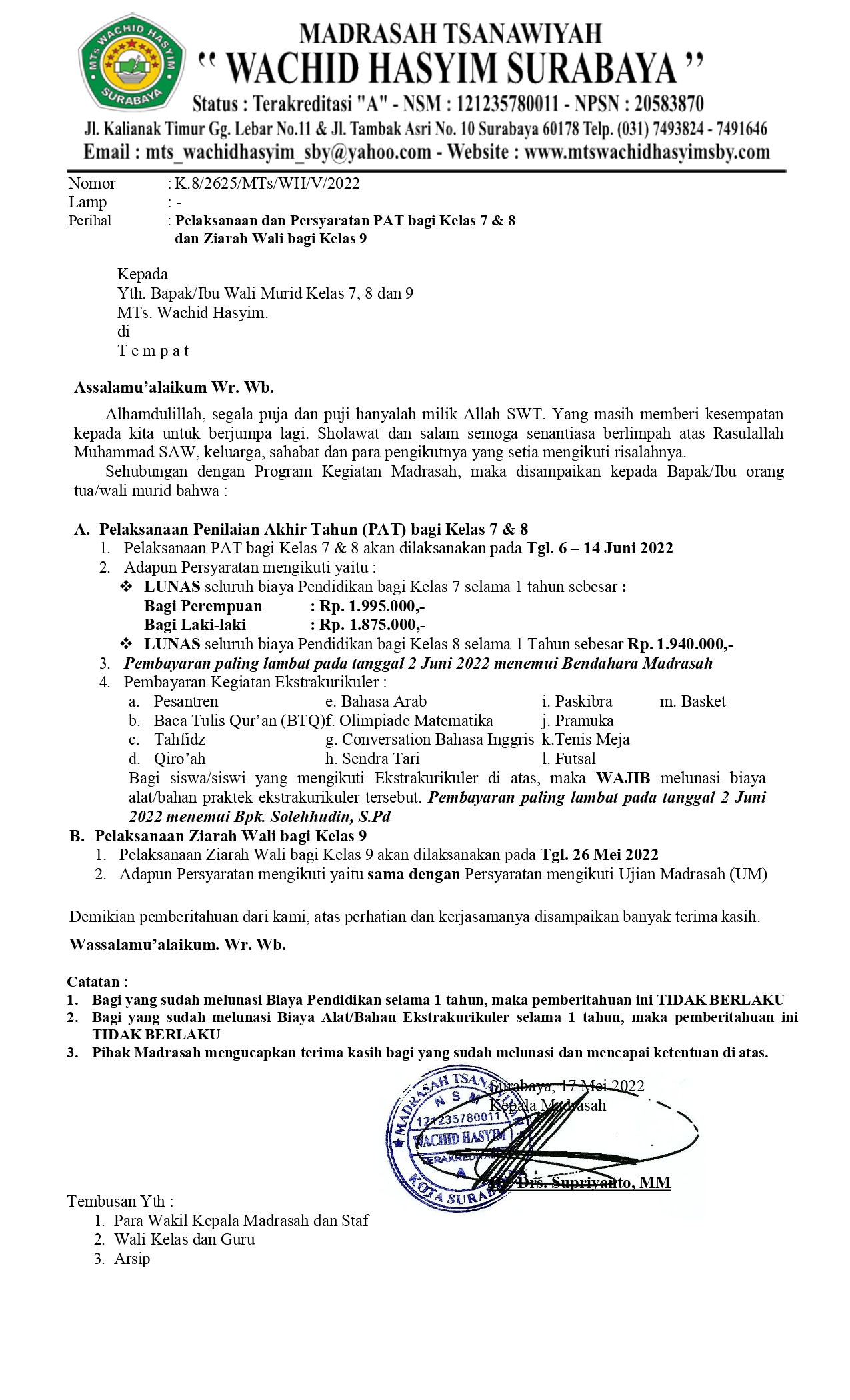 27. Pelaksanaan dan Persyaratan PAT bagi Kelas 7 & 8 dan Ziarah Wali bagi Kelas 9_page-0001